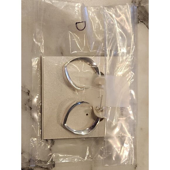 Sterling Silver Teardrop Hoop Earrings - Picture 2 of 4